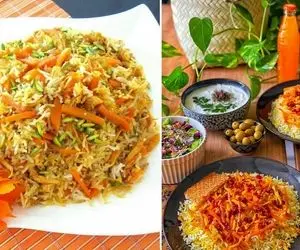 هویج پلوی خوشمزه و لذیذ با مرغ / هویج پلو رو اینجوری بپزی، همه دستورشو ازت میخوان