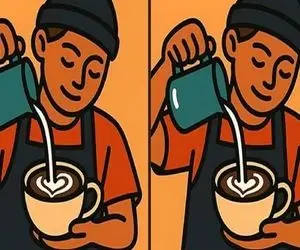 بازی فکری؛ 1 درصد تونستن اختلافای تصویر باریستای خوش ذوق رو پیدا کنن و لاغیر
