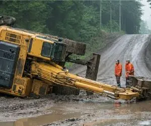 ابزارآلات غول پیکر؛ اشتباه مرگبار اپراتور بیل مکانیکی که شانس آورد فقط چپ شد