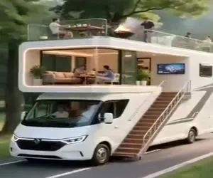 معماری خلاقانه؛ کمپر رستورانی سیار ساختن مردم توش غذا میخورن و از مناظر لذت میبرن