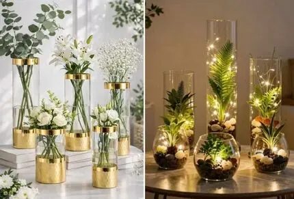 15 مدل گلدان استوانه ای ناز و پرنسسی؛ مناسب برای رو میز یا ایده های بزرگ رو زمینی شیک