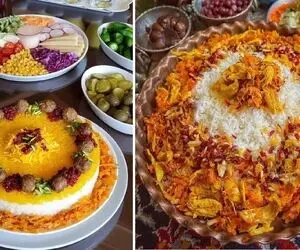 تزیین شیک و تشریفاتی هویج پلوی با مرغ یا گوشت قلقلی مناسب بانوان خیلی خوش سلیقه