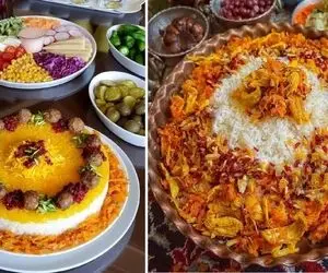 تزیین شیک و تشریفاتی هویج پلوی با مرغ یا گوشت قلقلی مناسب بانوان خیلی خوش سلیقه