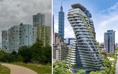 برج های ایلاود، معماری رنگین کمانی دهه ۷۰ پاریس؛ غیرمعمول ترین نما شکل دفتر پاره پاره