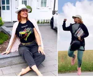 (عکس) مهناز افشار با حجاب نصفه؛ شلوار ناجور و کتاب قطور!