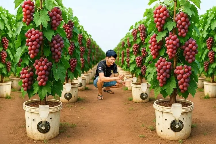 کشاورزی نوین؛ انگور کاشت میکنن و با رسیدگی مخصوص محصول برداشت میکنن هر حبه قد پرتغال