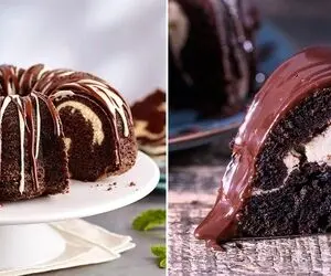 طرز تهیه کیک شکلاتی با فیلینگ پنیری؛ ایشون به طرز عجیبی خوش بافت تشریف دارن 