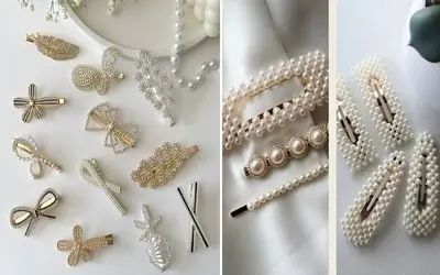 گیره های مرواریدی و نگین دار مو؛ با اینا انگار ستاره ها رو چیدی روی سرت