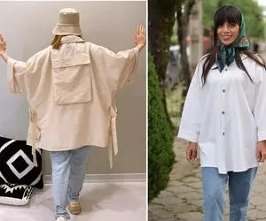 دوره تنگ و کوتاه خز شده با شومیز اورسایز بترکون؛ ولی هر گشادی نه ها ازین مدلا