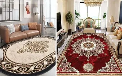 طراحی داخلی پذیرایی با فرش های ترند 1404 / نحوه چیدمان اصولی مبل دورتادور فرش