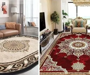 طراحی داخلی پذیرایی با فرش های ترند 1404 / نحوه چیدمان اصولی مبل دورتادور فرش