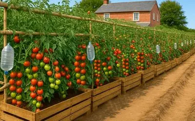 کشاورزی خلاقانه؛ واسه کاشت گوجه فرنگی داربست زدن خروار خروار محصول جمع کردن