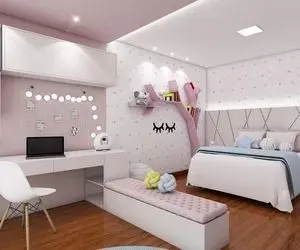 دکوراسیون اتاق خواب بزرگ دخترانه