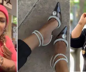 خودنمایی "بهاره رهنما" با پاهای برهنه و انگشتر شاخ؛ تو این سن چرا صورتی؟