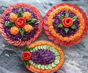 آموزش آشپزی؛ روش های ساده تزئین سالاد به همراه ترفند خرد کردن سبزیجات