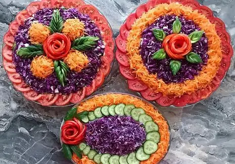 آموزش آشپزی؛ روش های ساده تزئین سالاد به همراه ترفند خرد کردن سبزیجات