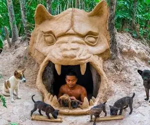 معماری خلاقانه / تو دل زمین وسط جنگل خونه اعیونی برای سگ‌ها ساخته استخر دار