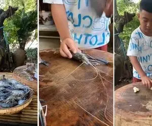 غذای دریایی ؛ این نیم وجی تو طبیعت جوری میگوها رو میپزه که دلت ریش میشه