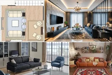 اصول چیدمان حال و پذیرایی مربع شکل؛ ایجاد یک بستر صمیمی با پرهیز از گردالی شدن
