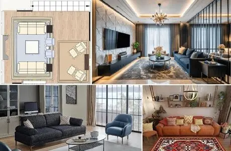 اصول چیدمان حال و پذیرایی مربع شکل؛ ایجاد یک بستر صمیمی با پرهیز از گردالی شدن