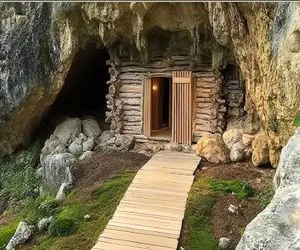 معماری خلاقانه؛ آقاهه برای در امان ماندن از حمله ببر غار وسط جنگ رو بدل به خونه میکنه