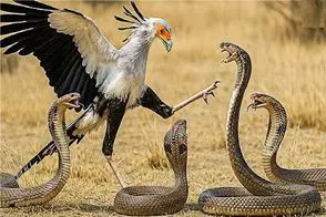 جذابیت حیات وحش؛ پرنده دراز ناز غرور مار با لنگا لگد مال کرد