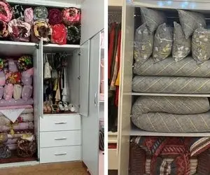 چیدمان و نظم دهی رختخواب تو کمد دیواری باریک / راهکارهای داشتن لحاف تشک تمیز و خوشبو