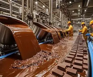 کارخانه تولید شکلات؛ فرآیند تولید صدها تن شکلات صبحانه از دانه لوبیا با ماشین مدرن