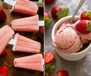 طرز تهیه بستنی توت فرنگی بدون دستگاه؛ خوشمزه و سالم