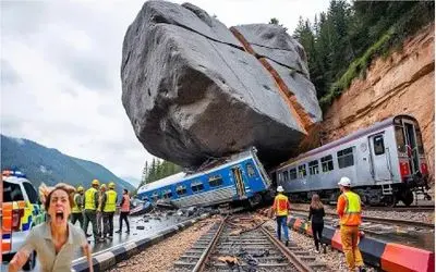 طبیعت خشن؛ مشت ویرانگر کوهستان قطار را دو نیم کرد