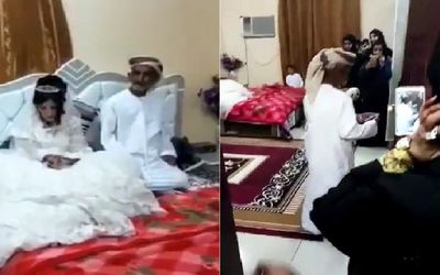 ازدواج سیاه ؛ مراسم عقد پیرمرد 80 ساله عرب با دختر 12 ساله!