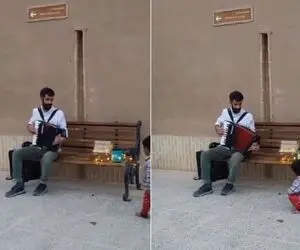 آواز خیابانی؛ آقاهه چه دلنشین برای بچه های بی سرپرست آهنگ زد 