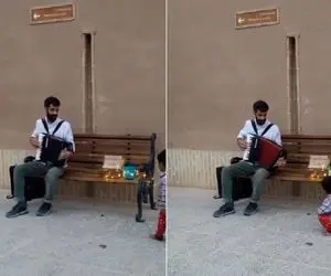آواز خیابانی؛ آقاهه چه دلنشین برای بچه های بی سرپرست آهنگ زد فقط اونی که پابرهنه نشست