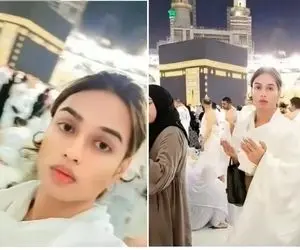 (عکس) جنجال در حج؛ مردی با چهره زنانه در خانه خدا