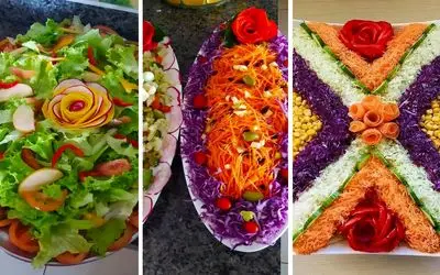 ترفندهای تزئین سالاد؛ کاهو یا خیار و گوجه فرقی نداره با سلیقه ترین ایده ها اینجاست