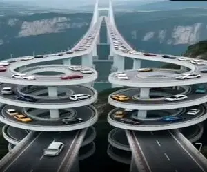 معماری خلاقانه؛ پل دوقلو ساختن عین مار پیچیده دور خودش اشتباه بری از چین سردرمیاری