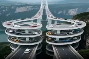 معماری خلاقانه؛ پل دوقلو ساختن عین مار پیچیده دور خودش اشتباه بری از چین سردرمیاری