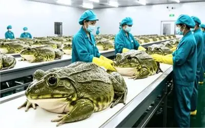 فرآوری قورباغه؛ کشاورزا قورباغه رو با جون و دل فربه میکنن گوشتشو به دندون بکشن