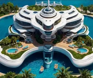 معماری خلاقانه؛ وسط جنگل عمارت اعیونی ساخته با استخر پله ای آبش از دریا تامین میشه