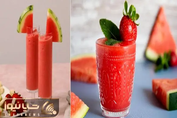 اسموتی توت فرنگی و هندوانه