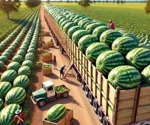 کشاورزی نوین؛ کارخونه مخصوص بسته بندی هندوانه در آمریکا که مثل یه کارواش مجهز میمونه