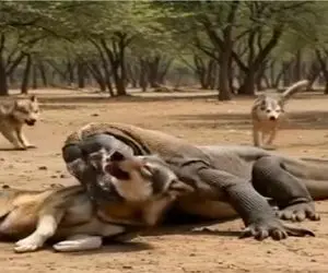 مستند حیات وحش؛ حمله اژدهای کومودو به گرگ آخرینش شد