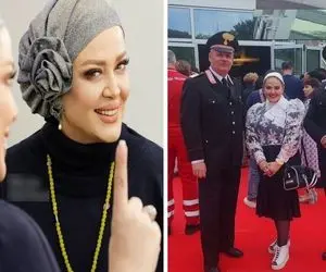 بهاره رهنما به زور خودشو تو لباس جا کرد که پیش خارجیا خوشتیپ بشه؛ کفشاش انگار نردبونه!