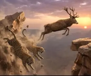 مستند حیات وحش؛ گوزن به پشت گرمی جاذبه چهار نعل پلنگارو برد به سرنگونی