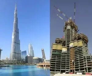 ابر ساخت و سازها؛ مراحل ساخت برج خلیفه و مدل ایستادن غول عربی بر روی شن