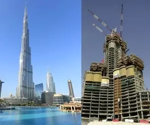 ابر ساخت و سازها؛ مراحل ساخت برج خلیفه و مدل ایستادن غول عربی بر روی شن