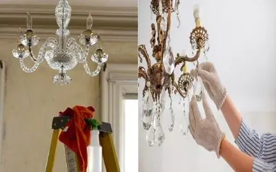 راز برق انداختن لوسترهای کریستالی خونه با روش ساده/ نشکون لوسترو ترفند درست رو بدون