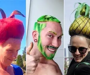 آرایش های عجیب؛ آقاهه کلشو جوری تراشیده که جلوش انگار کله یکی دیگس چشم و ابرو گذاشته