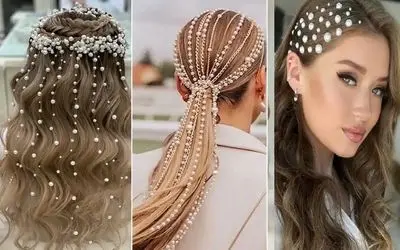 ایده های مدل موی جذاب و عروسکی با مروارید چسبی؛ تزیین به روز و شیک موی کوتاه و بلند