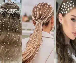 ایده های مدل موی جذاب و عروسکی با مروارید چسبی؛ تزیین به روز و شیک موی کوتاه و بلند